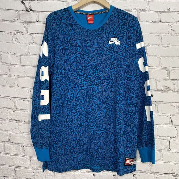 Nike Retro Air Pivot 1982 Print Long Sleeve Shirt Size‎ XL Blue Camo 646282-413 - Picture 1 of 16
